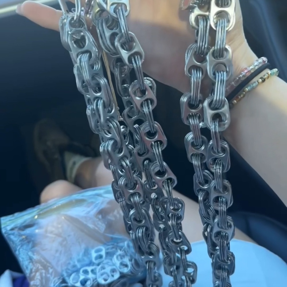 Soda tab chain necklace and belts